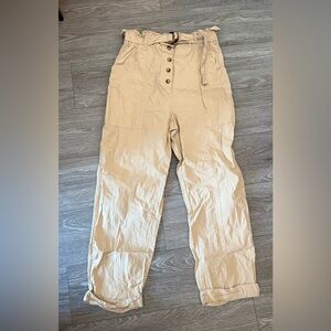 Zara Tan High-Waisted Pants
